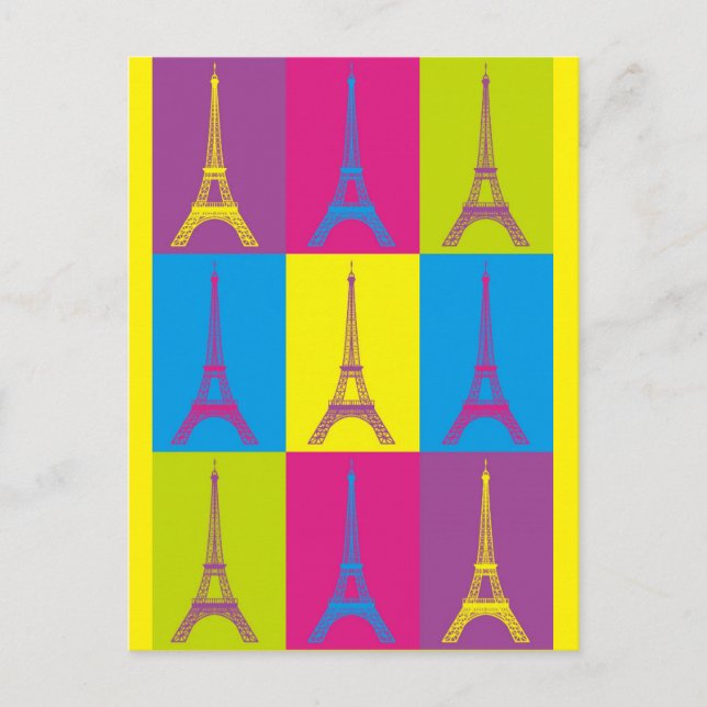 Carte Postale Tour Eiffel Paris Pop Art (Devant)