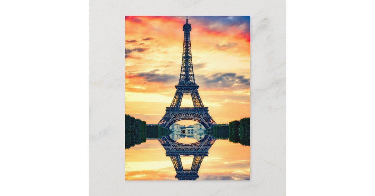 Carte Postale Tour Eiffel Paris Soiree Europeenne Zazzle Fr
