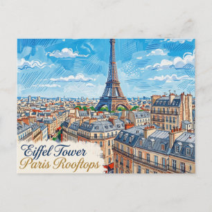 Carte Postale Tour Eiffel Paris Toits France