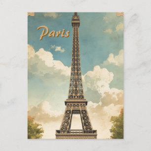 Carte Postale Tour Eiffel Paris Voyage Style Rétro Art Vintage