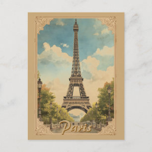 Carte Postale Tour Eiffel Paris Voyage Style Rétro Art Vintage