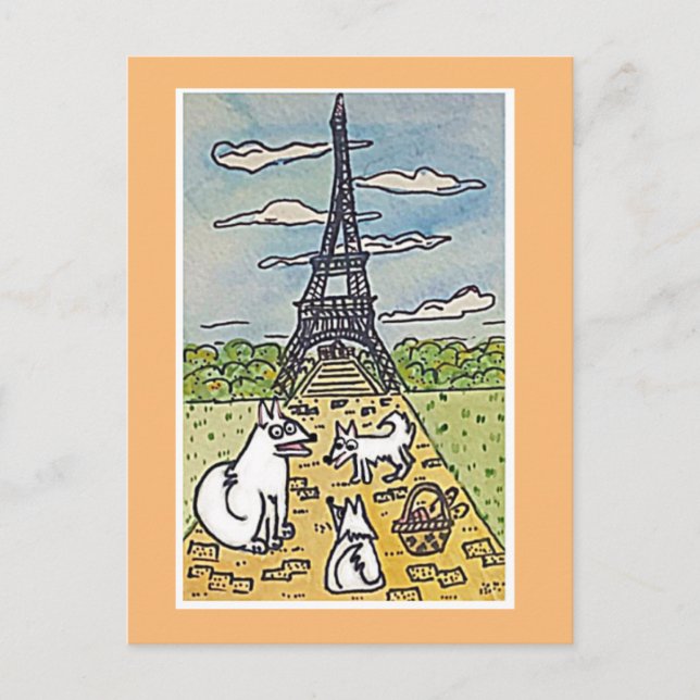 Carte Postale Tour Eiffel, Parodie Art Original (Devant)