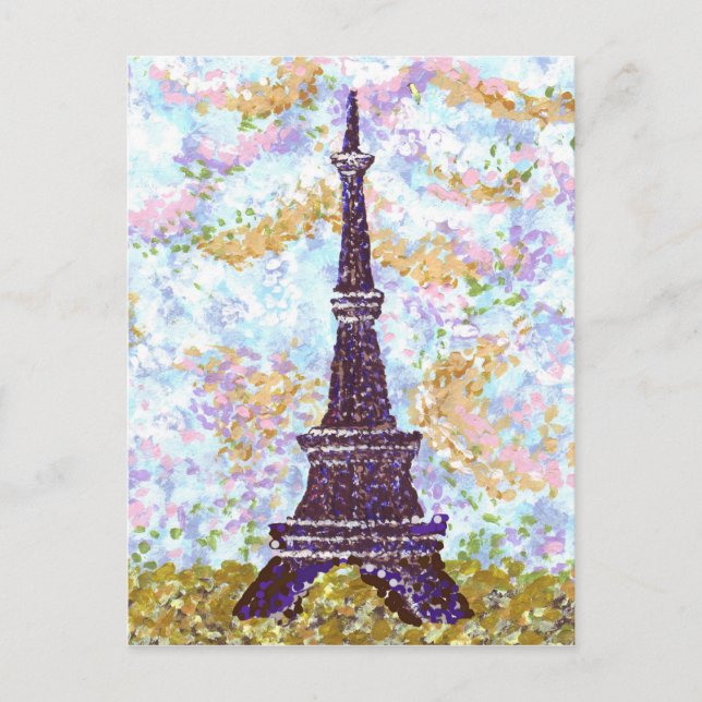 Carte postale Tour Eiffel Pointillisme paysage (Devant)