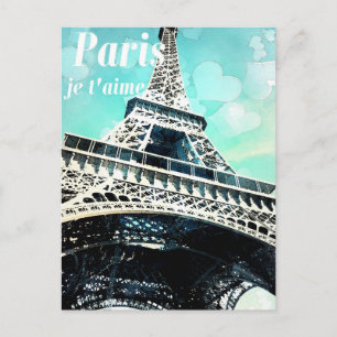 Carte postale Tour Eiffel Retro Paris je t'aime