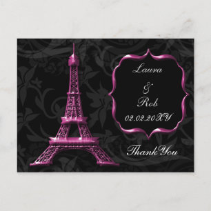 Carte Postale tour Eiffel rose Merci français