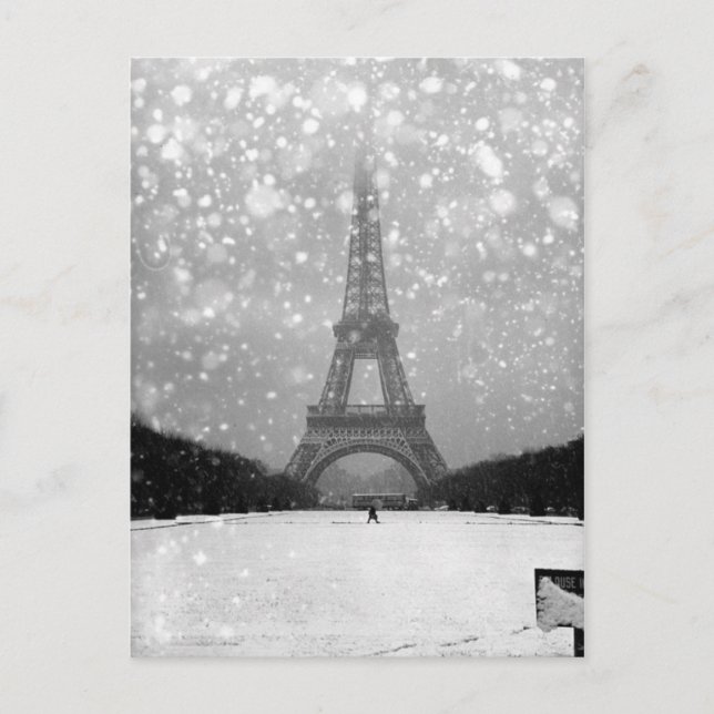 Carte Postale Tour Eiffel sous la neige 1964 - Robert Doisneau (Devant)