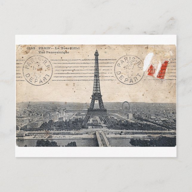 Carte Postale Tour Eiffel vintage (Devant)