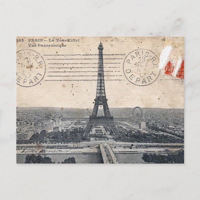 Carte postale Tour Eiffel vintage (Devant)