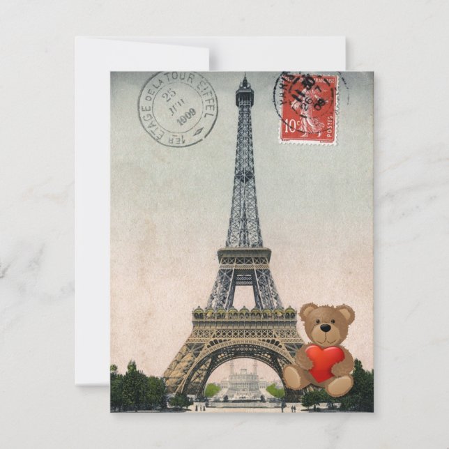 Carte postale Tour Eiffel vintage (Devant)