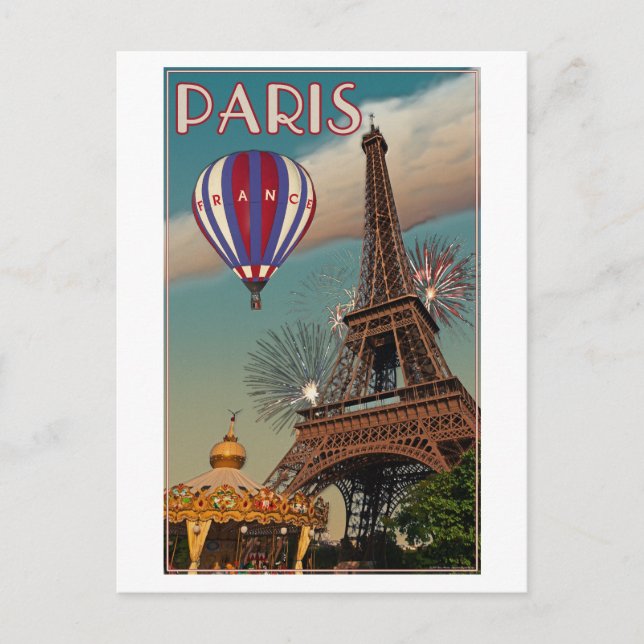 Carte Postale Tour Eiffel vintage (Devant)