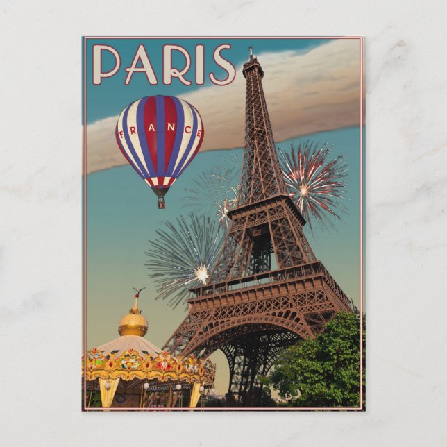Carte Postale Tour Eiffel vintage - 18x24 (Devant)
