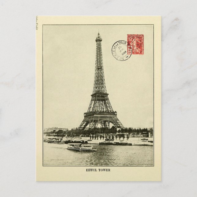 Carte Postale Tour Eiffel vintage à Paris France (Devant)