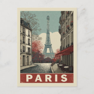 Carte Postale Tour Eiffel Vintage Café Paris France Aquarelle