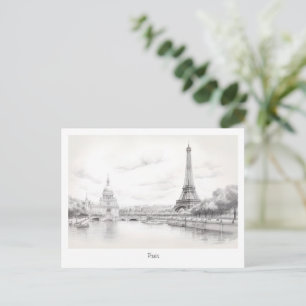 Carte Postale Tour Eiffel vintage, dessin de conception
