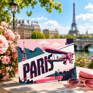 Carte Postale Tour Eiffel vintage Paris amour couple voyage