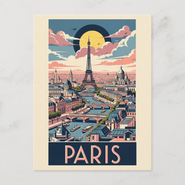 Carte Postale Tour Eiffel Vintage Paris France Seine (Devant)