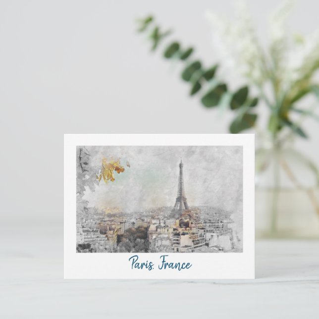 Carte Postale Tour Eiffel, Vintage voyage Rétro France (Debout devant)