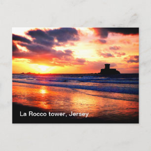 Carte Postale Tour La Rocco au coucher du soleil, Jersey