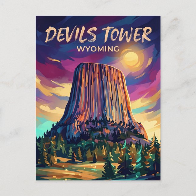 Carte Postale Tour national de Devils Tower aux États-Unis (Devant)