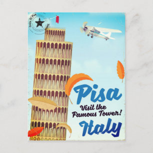 Carte Postale Tour penchée de Pise Impression de vacances vintag