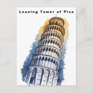 Carte Postale Tour penchée de Pise Italie Voyage Aquarelle 