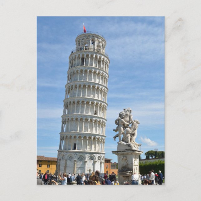 Carte Postale Tour penchée et Statue de La Fontana dei Putti, Pi (Devant)