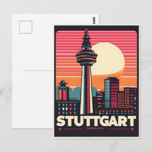 Carte Postale Tour rétro de télévision de Stuttgart Fernsehturm 