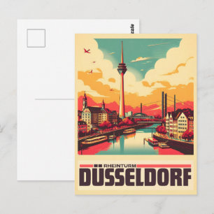 Carte Postale Tour Rhénane Dusseldorf Rheinturm cadeau allemand