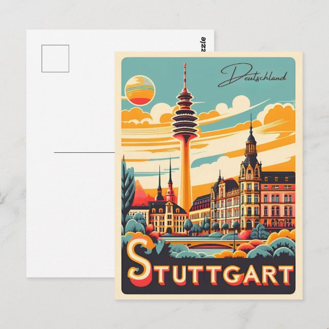 Carte Postale Tour télévision de Stuttgart - Fernsehturm cadeau  (Devant / Derrière)