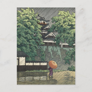 Carte Postale Tour Udo, château de Kumamoto sous la pluie - Kawa
