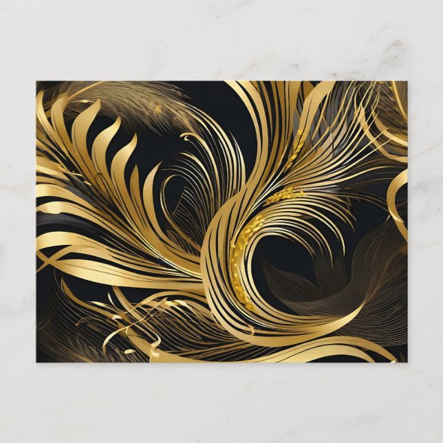 Carte Postale Tourbillons dorés abstraits (Devant)