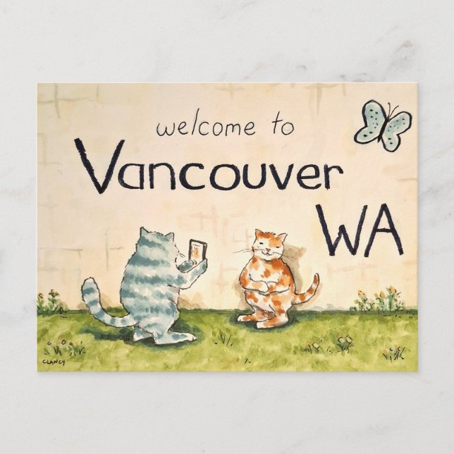 Carte Postale Touristes chats à Vancouver WA (Devant)