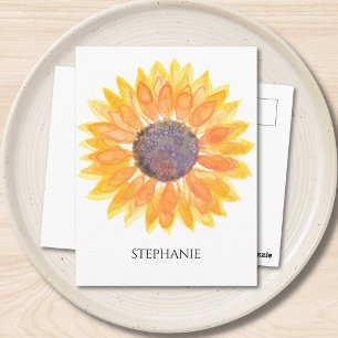 Carte Postale Tournesol aquarelle personnalisé
