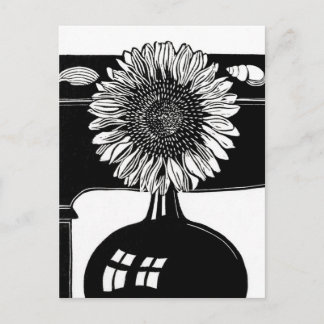 Carte Postale Tournesol - Art Vintage noir et blanc