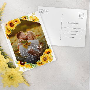 Carte Postale Tournesol Automne Photo Mariage Enregistrer la dat