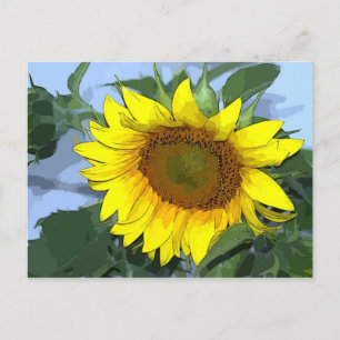 Carte postale Tournesol avec effet de dessin animé