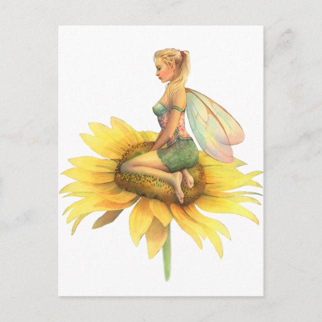 Carte Postale "Tournesol" Belle fleur Fée par Scot Howden (Devant)