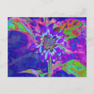 Carte Postale Tournesol bleu violet Abstrait | rétro amusant fun