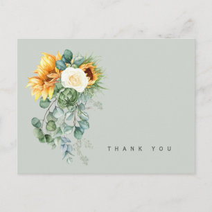 Carte Postale Tournesol coloré Merci funéraire de l'étage Floral