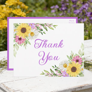 Carte Postale Tournesol Daisy Jardin Floral Mariage Remerciement