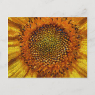 Carte Postale Tournesol et graines Gras Brush Strokes Peinture