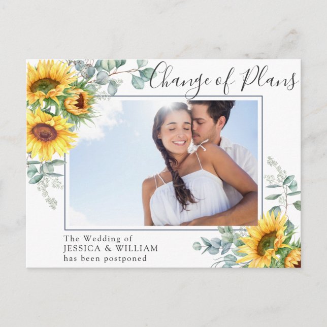 Carte Postale Tournesol Eucalyptus PHOTO Mariage Changement de p (Devant)