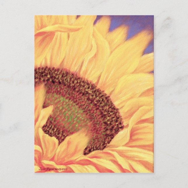Carte Postale Tournesol Gros plan Peinture Jaune Art Fleur (Devant)