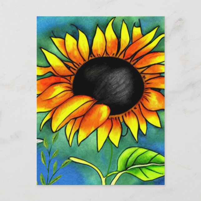 Carte Postale Tournesol Impressionnisme Crayon Moderne Gras (Devant)