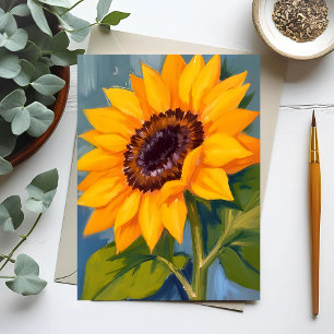 Carte Postale Tournesol jaune floral aquarelle lumineux