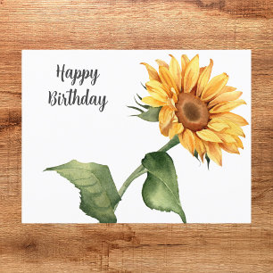 Carte Postale Tournesol jaune floral Joyeux Anniversaire
