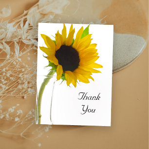 Carte Postale Tournesol jaune sur Merci blanc