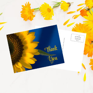 Carte Postale Tournesol jaune sur Merci bleu