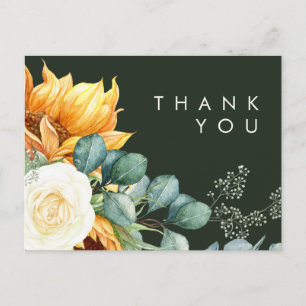 Carte Postale Tournesol   Merci Mariage vert foncé