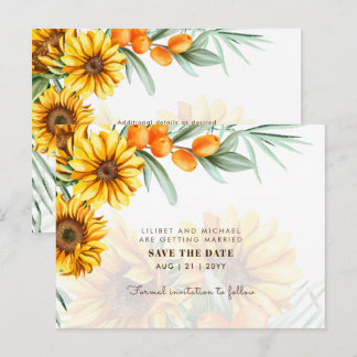 Carte Postale Tournesols Boho Rustiques Mariage SAUVER LES DATES